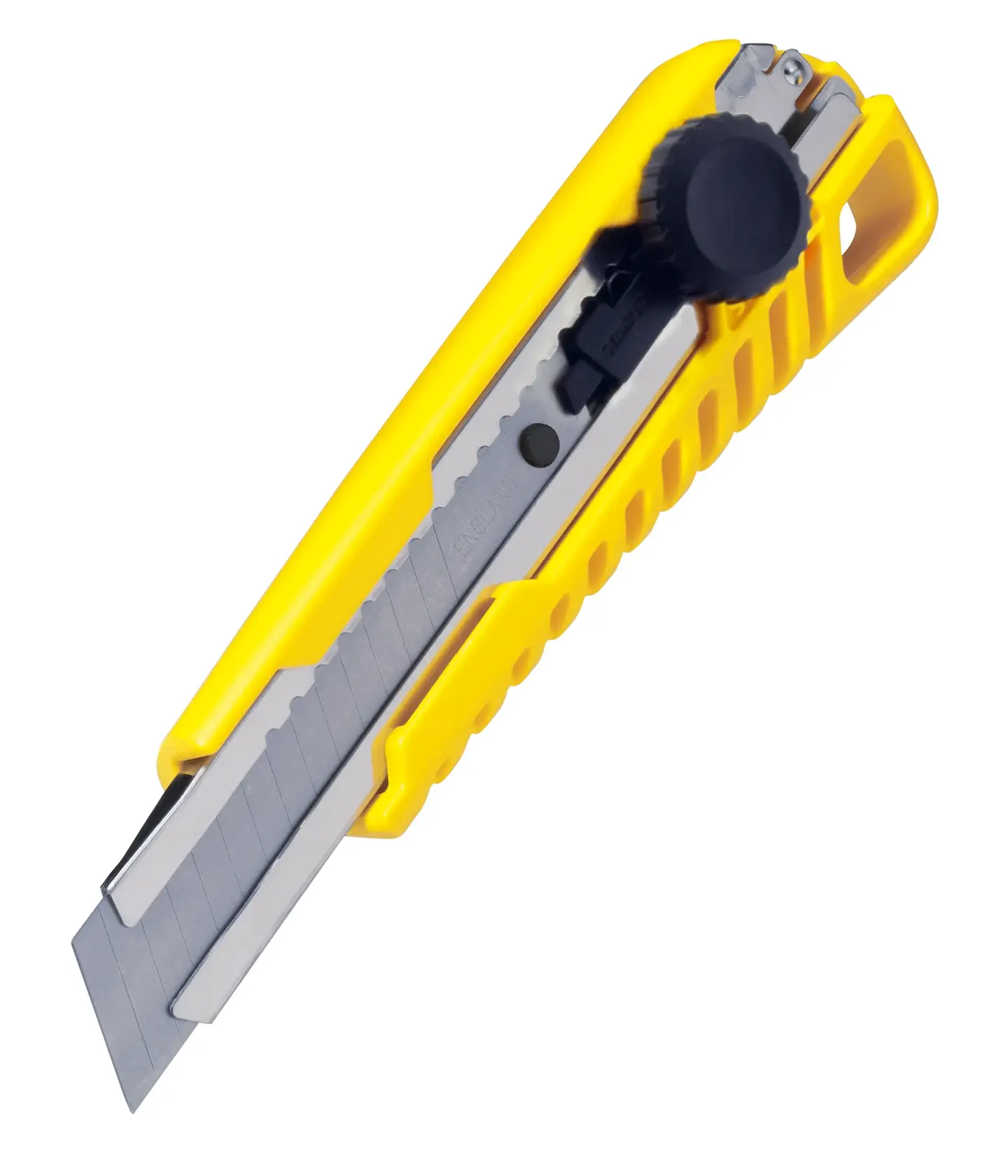 Cúter STANLEY mango amarillo, vista lateral. SKU: STHT10321-8, STHT10321, STHT10321-8-KR, STHT10321-840.