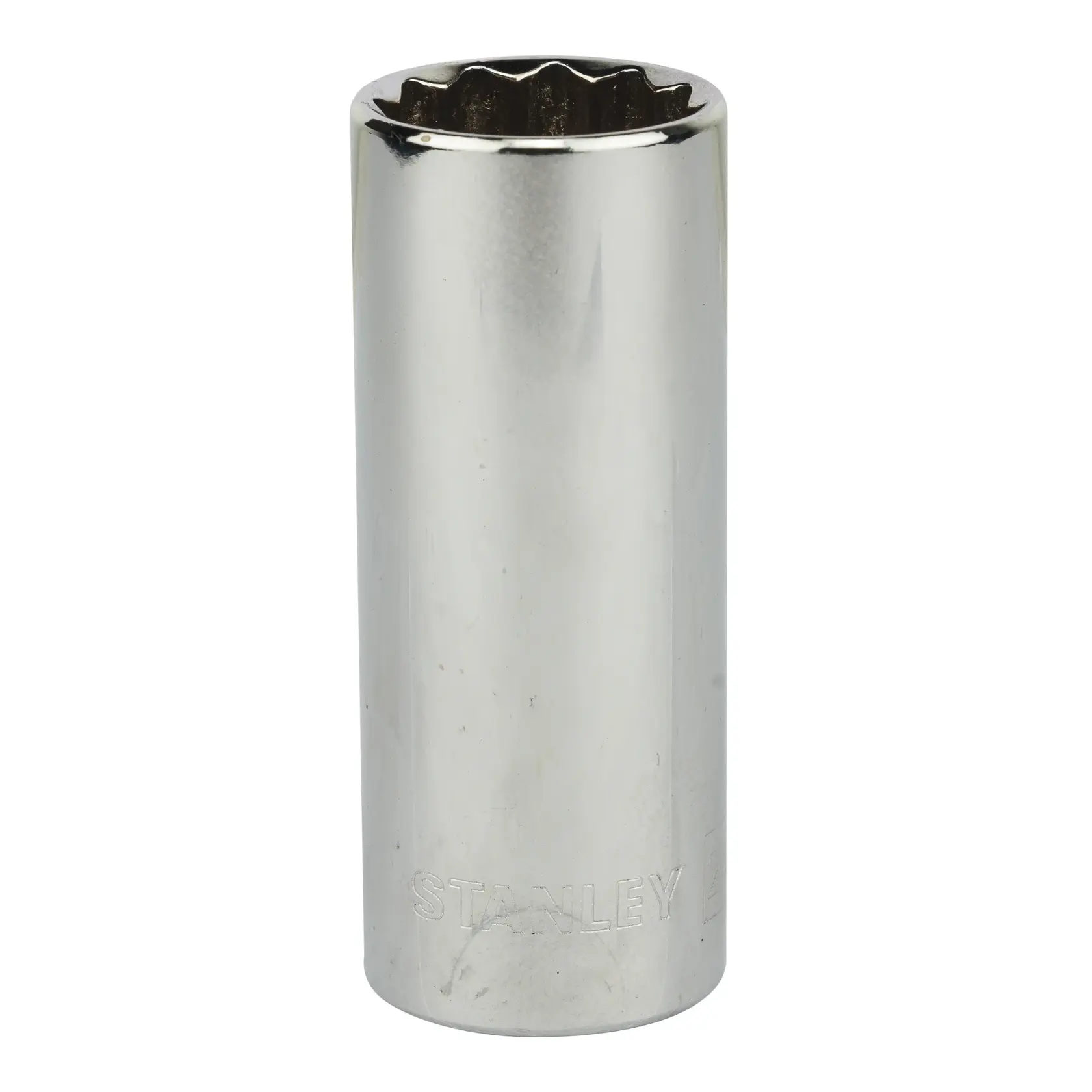 Stanley 4-86-432 vaso cromado, fotografía de herramienta vertical sobre fondo blanco.