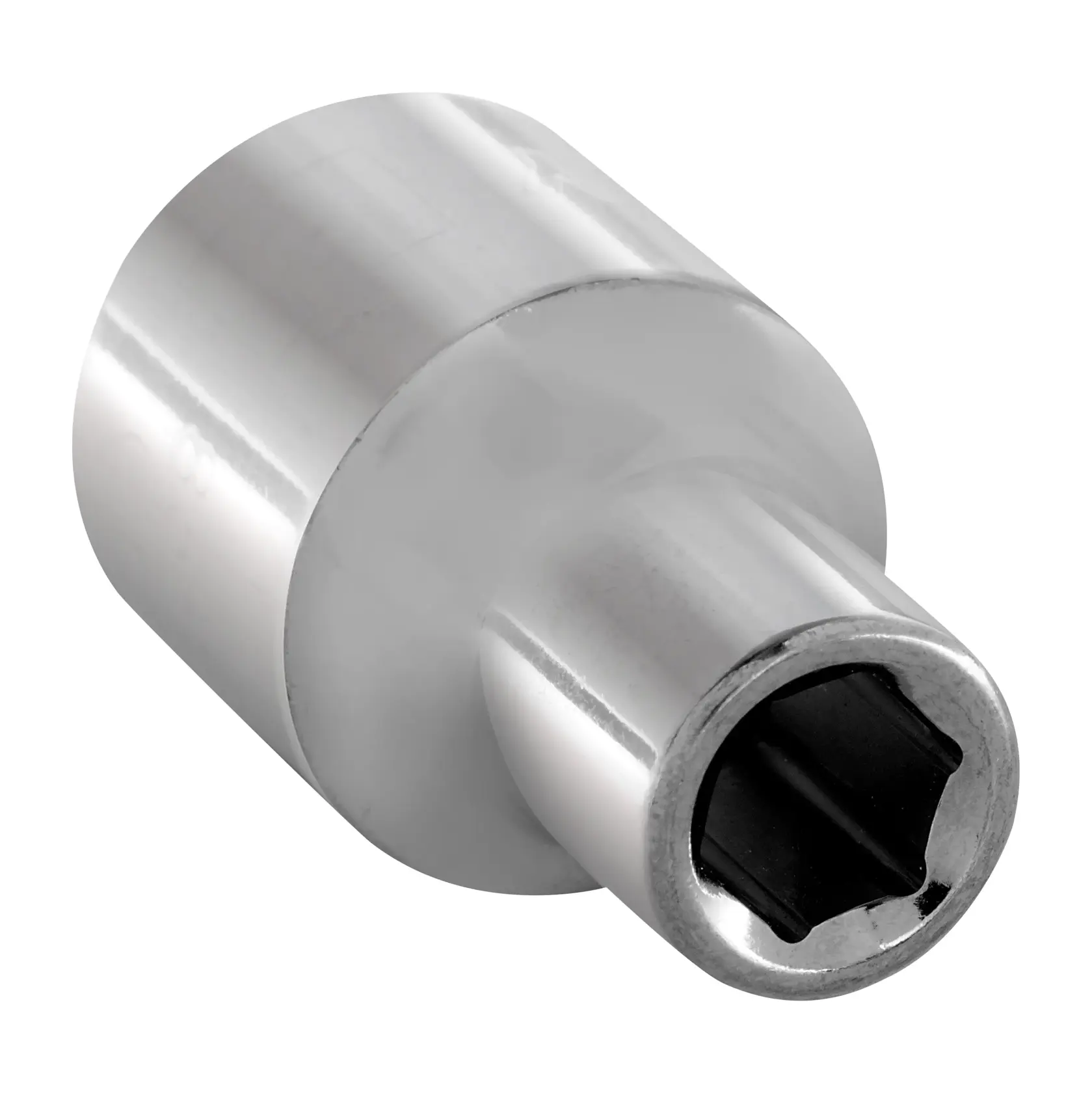 STANLEY 4-86-512 adaptador cromado, accesorio de dado, ángulo en primer plano sobre fondo blanco.