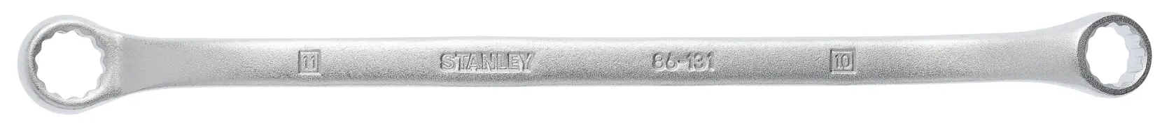 Llave de estrella Stanley 86-131, acabado plateado, mostrada plana sobre fondo blanco, fotografía de herramienta.