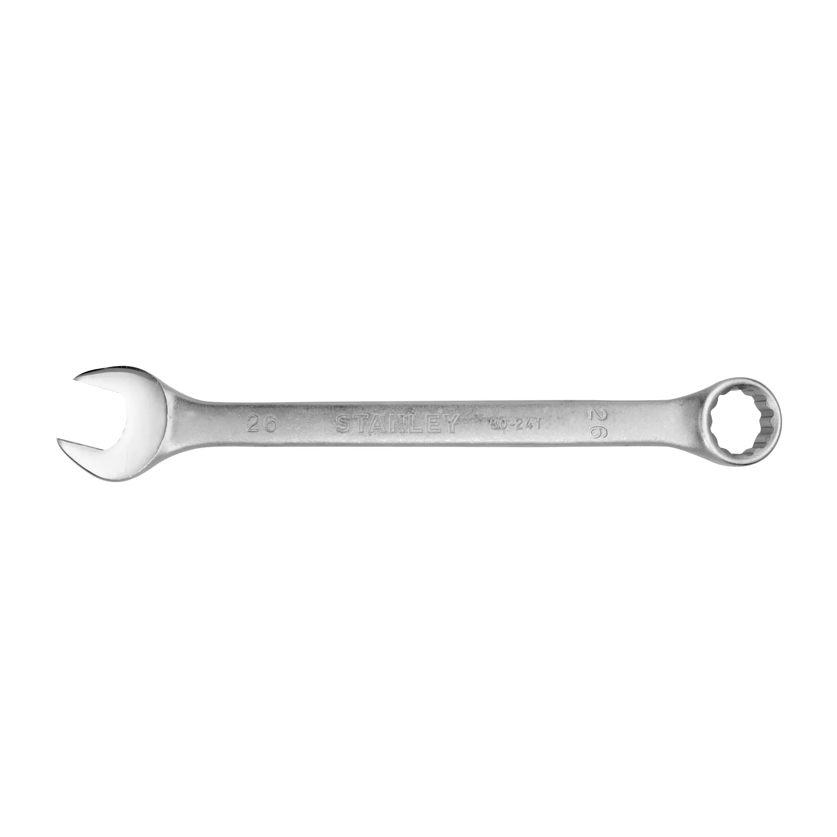Llave combinada STANLEY STMT80241-840 plateada, vista horizontal, fondo blanco