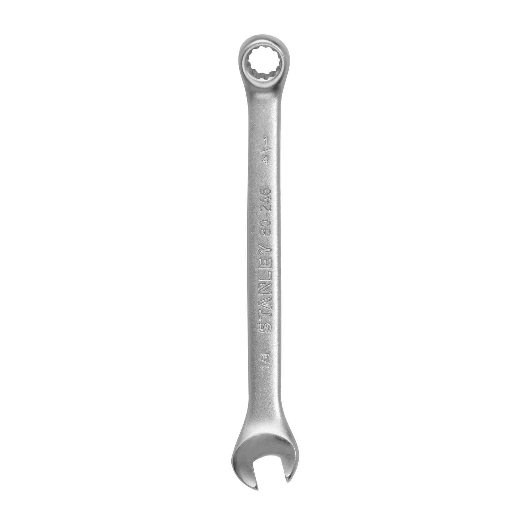 Llave combinada Stanley STMT80246-840 plateada, ángulo frontal, fotografía de herramientas